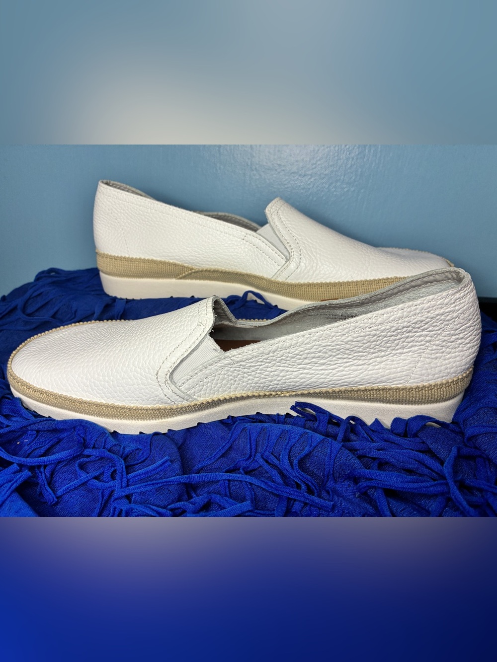 Verbenas White Leather Slip-On Espadrille Loafers - Picture 3 of 8
